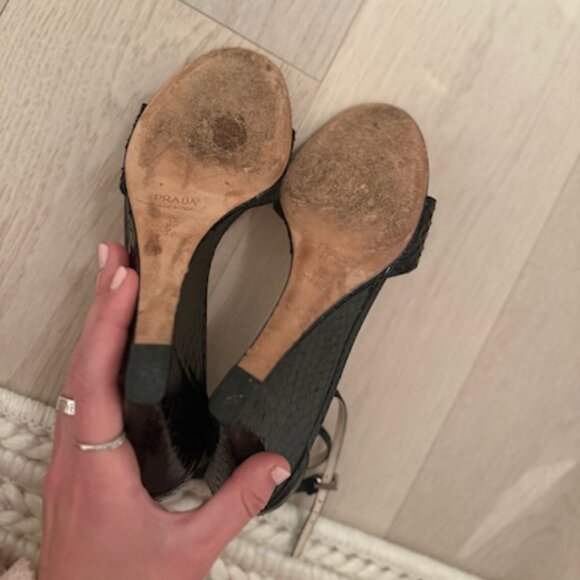 Prada Black Snake Skin Wedges - Picture 5 of 5